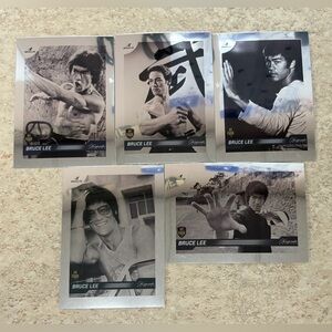 All 5 Bruce Lee Dragon 2024 Silver Chrome Refractor MMA Movie Cards BV $50